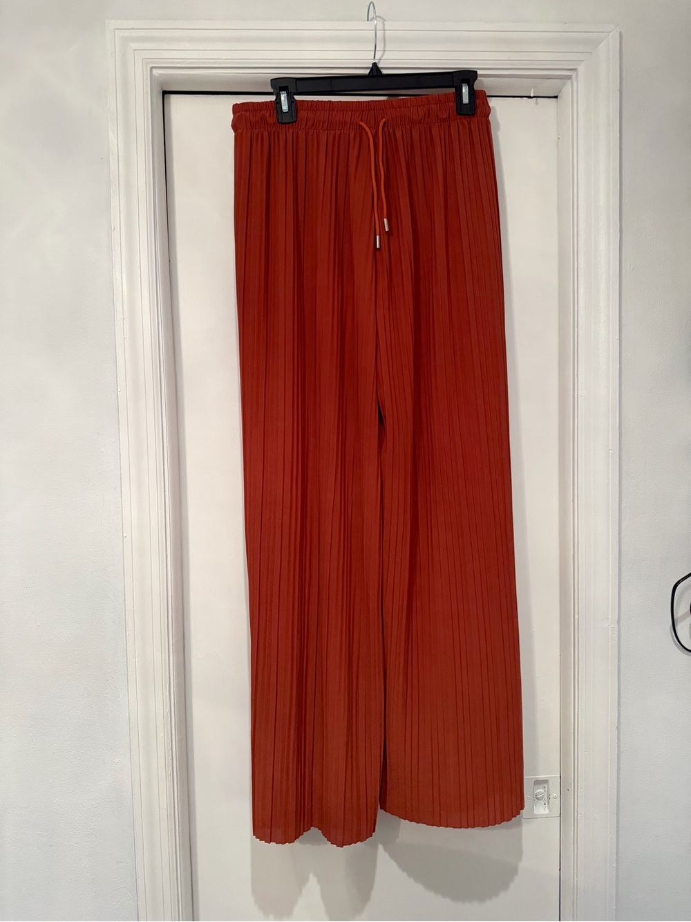 Wide-Leg Pleated Pants Rust Orange - L